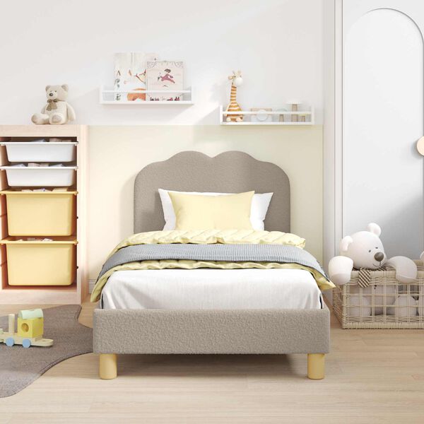 vidaXL Kinderbettgestell mit Kopfteil Hellgrau 80 x 160 cm Schafstoff
