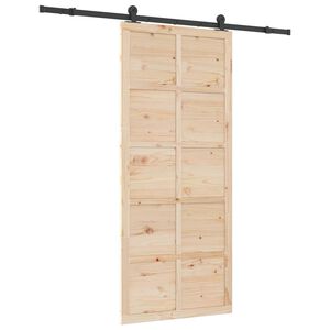 vidaXL Schiebet&uuml;r Braun 100 x 208 cm Massives Kiefernholz
