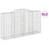 vidaXL Gabionen mit Hochbogen 12 Stk 300x50x160/180cm Verzinktes Eisen