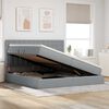 vidaXL Bett mit Stauraum und LED Hellgrau 200 x 200 cm Polyester
