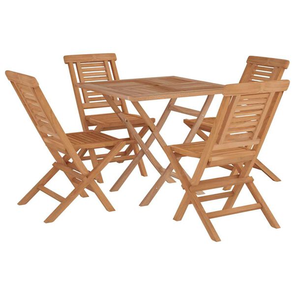 vidaXL 5-tlg. Garten-Essgruppe Massivholz Teak