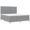 vidaXL LED Boxspringbett mit Matratze Hellgrau 180 x 200 cm Stoff