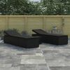 vidaXL Garten Sonnenliegen mit Kissen 3 pcs Schwarz Poly Rattan