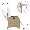vidaXL Gartensessel mit Beistelltisch Verstellbar Beige Poly Rattan