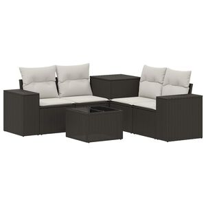 vidaXL Sofa Set 6 stk. Schwarz und Cremewei&szlig; Polyrattan und Stahl