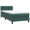 vidaXL Boxspringbett mit Matratze & LED Dunkelgr&uuml;n 100x220 cm Samt