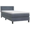 vidaXL Boxspringbett mit Matratze Dunkelgrau 80x220 cm Samt