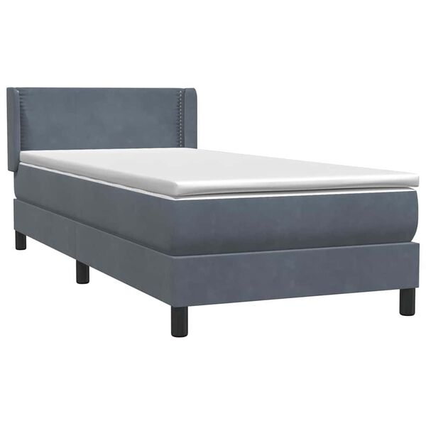 vidaXL Boxspringbett mit Matratze Dunkelgrau 80x220 cm Samt