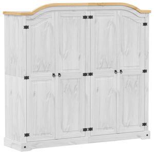 vidaXL Kleiderschrank Corona Wei&szlig; 194x52x186 cm Massivholz Kiefer