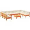vidaXL 10-tlg. Garten-Sofagarnitur mit Kissen Wachsbraun Kiefernholz