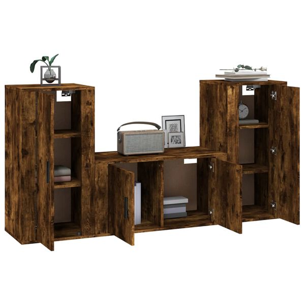 vidaXL 3-tlg. TV-Schrank-Set R&auml;uchereiche Holzwerkstoff