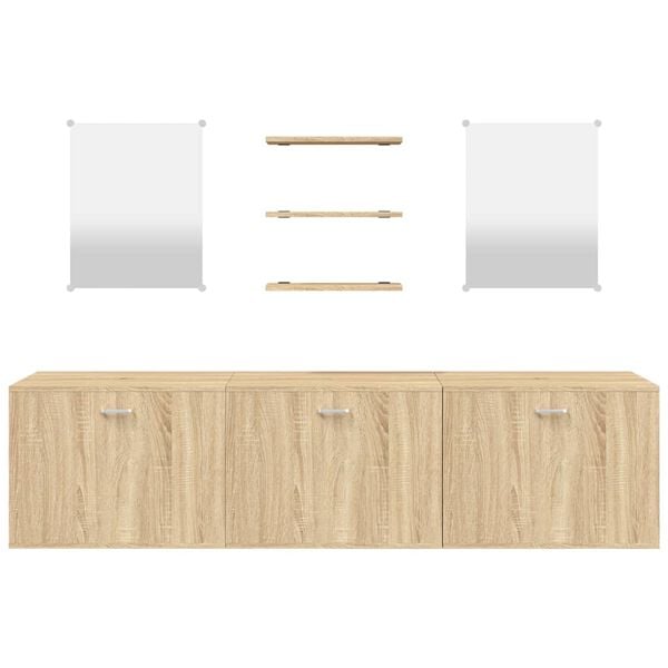 vidaXL 6-tlg. Badm&ouml;bel-Set Eichen-Optik Holzwerkstoff