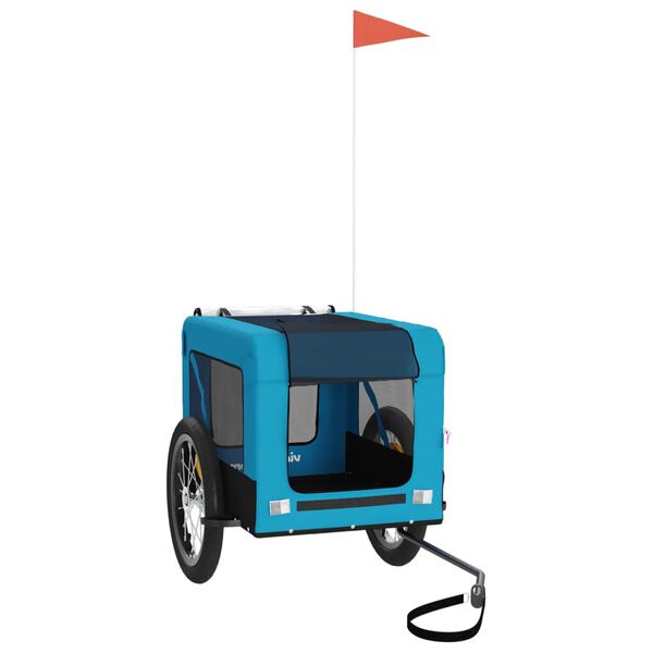 vidaXL Fahrradanh&auml;nger Hunde Blau und Schwarz Oxford-Gewebe & Eisen
