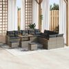 vidaXL Gartensofa-set mit Kissen 13 pcs Grau Poly Rattan