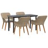 vidaXL Garten Essgruppe mit Kissen 5 pcs Beige Poly-Rattan