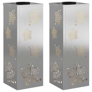 vidaXL Solar LED Weg Licht 2 pcs Warmes Wei&szlig; 18 x 18 x 50 cm Edelstahl