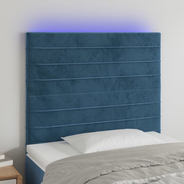 vidaXL LED Kopfteil Dunkelblau 90x5x118/128 cm Samt