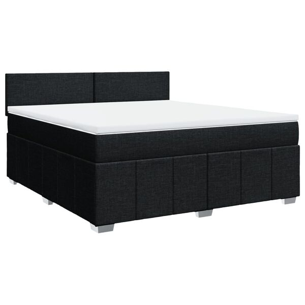 vidaXL Boxspringbett mit Matratze Schwarz 180x200 cm Stoff