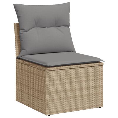 vidaXL 8-tlg. Garten-Sofagarnitur mit Kissen Beige Poly Rattan