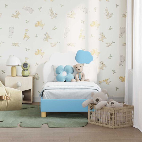 vidaXL Kinderbettgestell mit Kopfteil mit Kopfteil Blau 70 x 140 cm PU