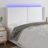 vidaXL LED Kopfteil Wei&szlig; 163x16x118/128 cm Kunstleder