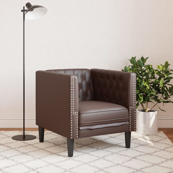 vidaXL Chesterfield-Sessel Braun Kunstleder