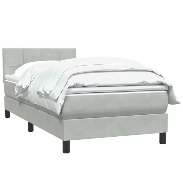 vidaXL Boxspringbett mit Matratze Hellgrau 90x220 cm Samt