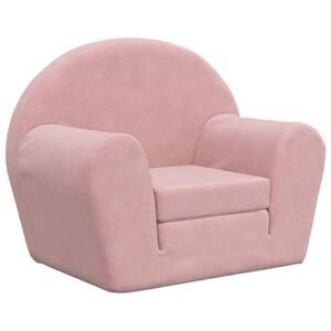 vidaXL Schlafsofa f&uuml;r Kinder Rosa Weich Pl&uuml;sch
