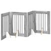vidaXL Klappbares Hundetor mit St&auml;ndern 4 stk. Sonoma-Grau 241 cm