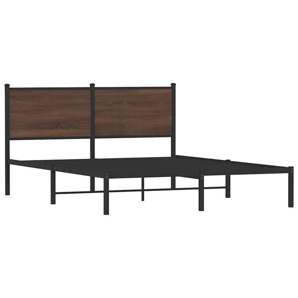 vidaXL Metallbett ohne Matratze Braun Eichen-Optik 137x190 cm