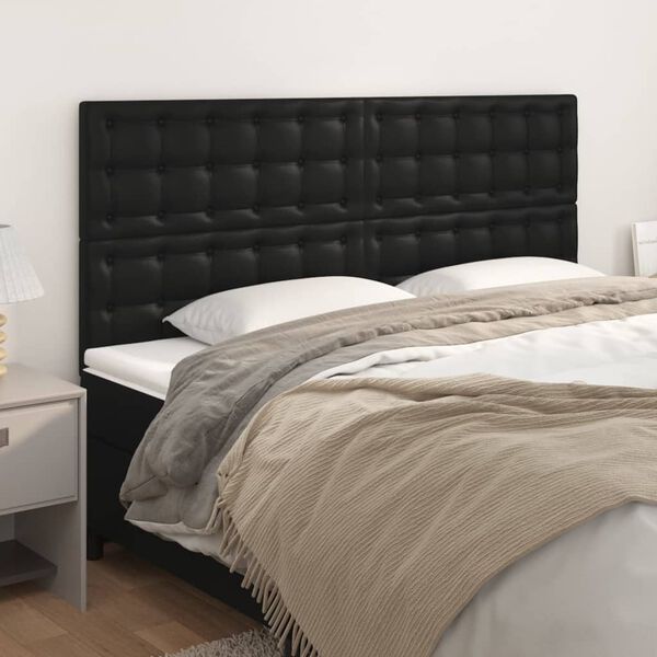 vidaXL Kopfteil Schwarz 160x5x118/128 cm Kunstleder