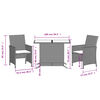 vidaXL 3-tlg. Bistro-Set mit Kissen Hellgrau Poly Rattan