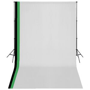 vidaXL Fotostudio Set 3 Baumwolle-Hintergründe Rahmen verstellbar 3x5m