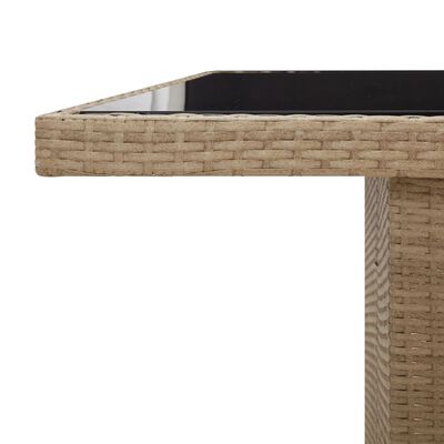 vidaXL Gartentisch mit Glasplatte Beige Poly Rattan & Hartglas