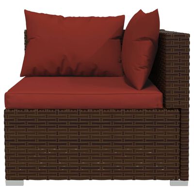 vidaXL 2-Sitzer-Sofa mit Kissen Braun Poly Rattan
