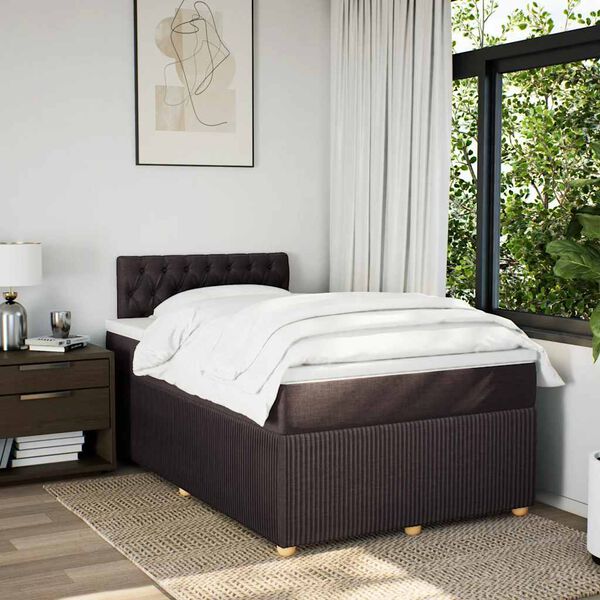 vidaXL Boxspringbett mit Matratze Dunkelbraun 120x200 cm Stoff