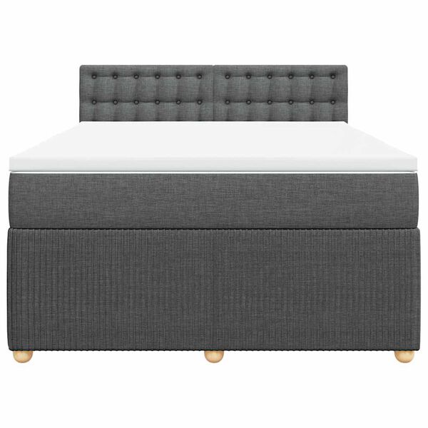 vidaXL Boxspringbett mit Matratze Dunkelgrau 140x200 cm Stoff
