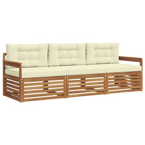 vidaXL Outdoor-Sofagarnitur 3 stk. Natur und Creme