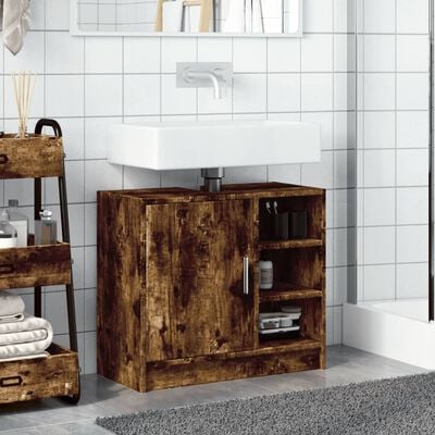 vidaXL Waschbeckenschrank Räuchereiche 63x29x55 cm Holzwerkstoff