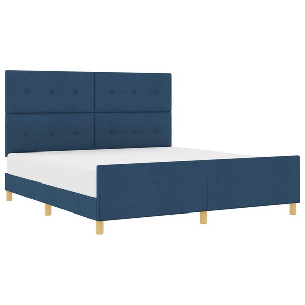 vidaXL Bettgestell mit Kopfteil Blau 180 x 200 cm Stoff