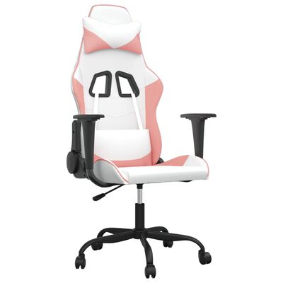 vidaXL Gaming-Stuhl Weiß und Rosa Kunstleder