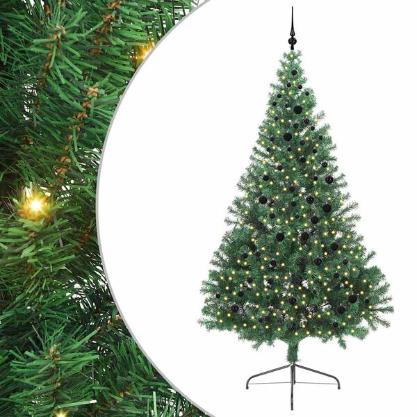 vidaXL K&uuml;nstlicher vorbeleuchteter Weihnachtsbaum Gr&uuml;n 240 cm PVC