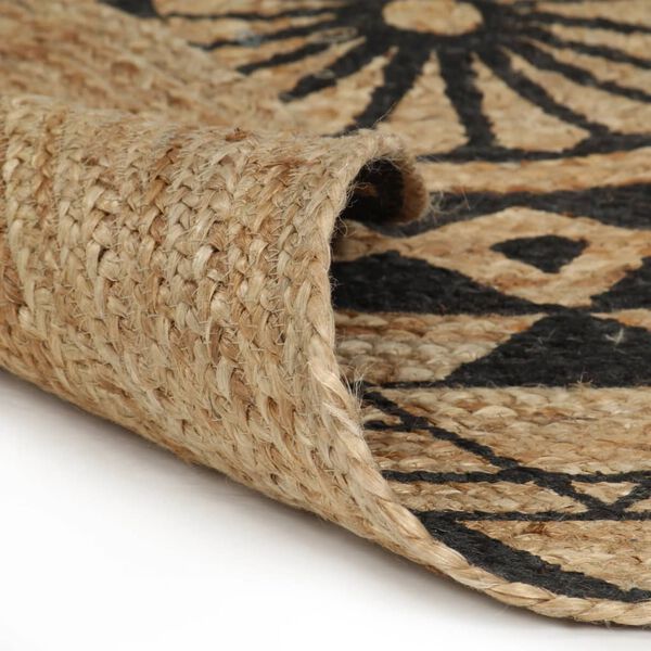 vidaXL Teppich Handgefertigt Jute Schwarzer Druck 90 cm
