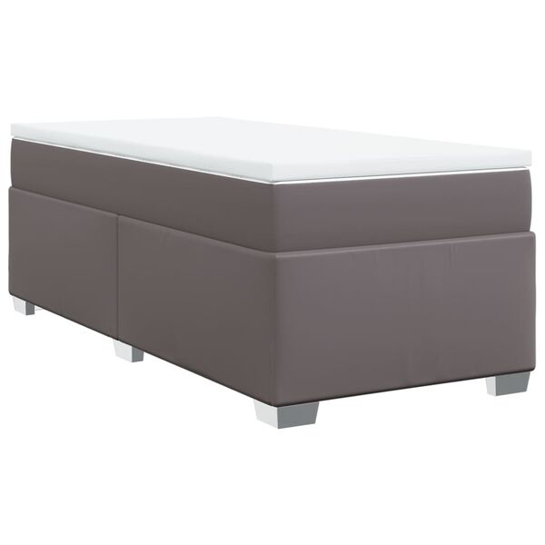 vidaXL Boxspringbett mit Matratze Grau 100x200 cm Kunstleder