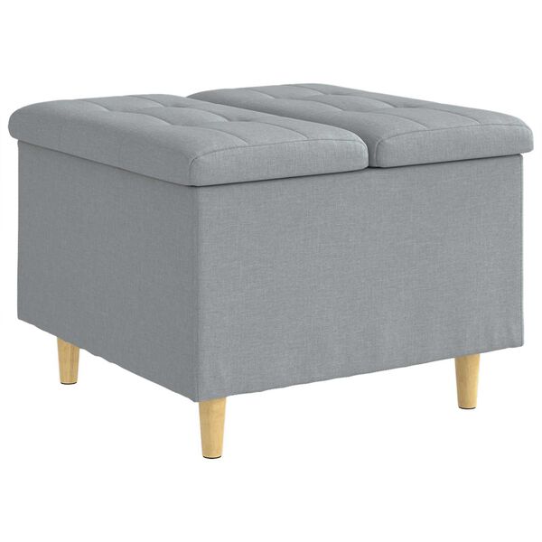 vidaXL Aufbewahrungsottomane mit Kissen Hellgrau 60 x 60 x 45 cm Stoff