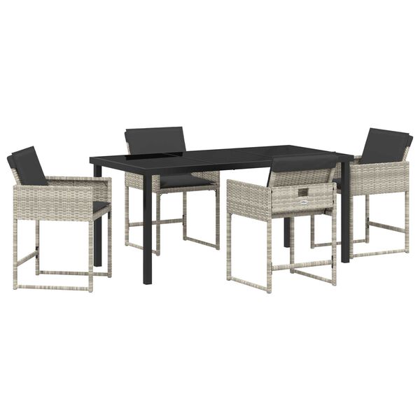 vidaXL Garten Essgruppe 5 pcs Hellgrau Poly-Rattan