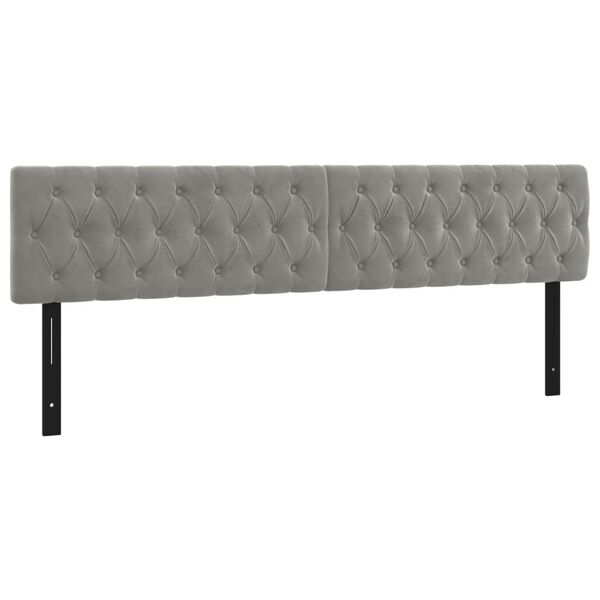 vidaXL Kopfteile 2 Stk. Hellgrau 100x7x78/88 cm Samt