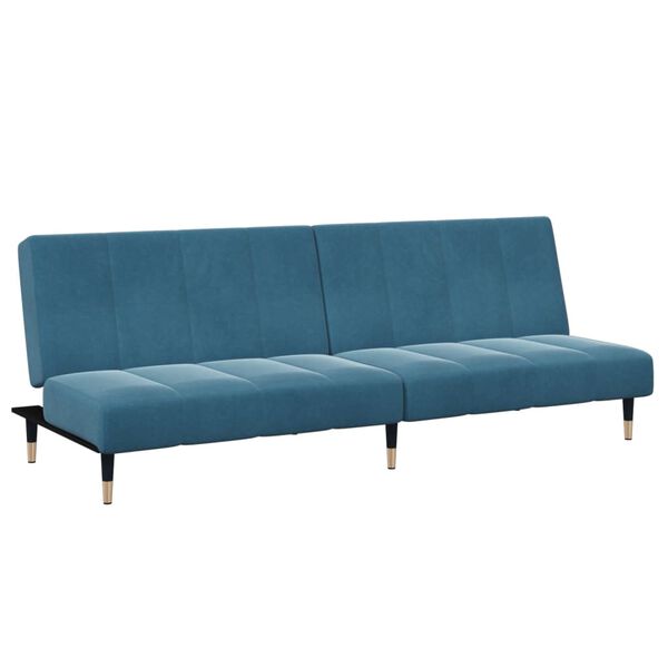 vidaXL Schlafsofa 2-Sitzer mit Fu&szlig;hocker Blau Samt