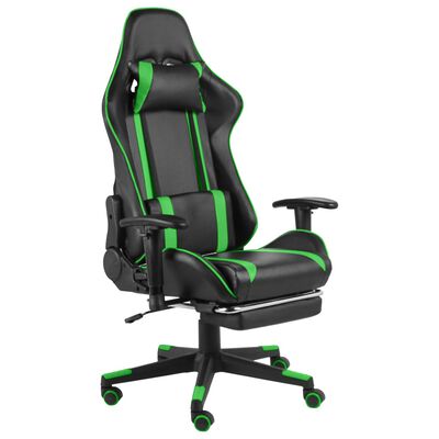 vidaXL Gaming-Stuhl mit Fußstütze Drehbar Grün PVC