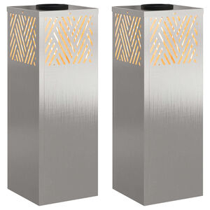 vidaXL Solar LED Weg Licht 2 pcs Silber Edelstahl